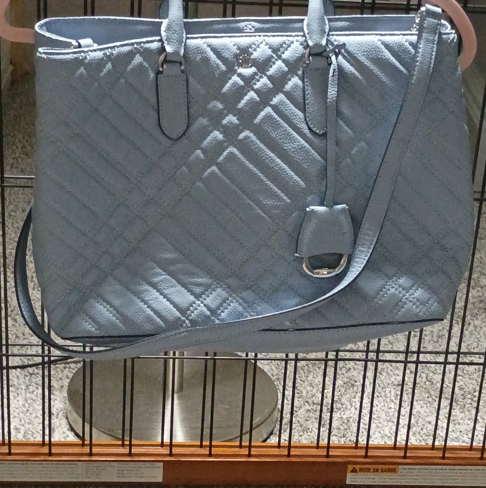 Ralph Lauren Double RL Quilted Blue Tote